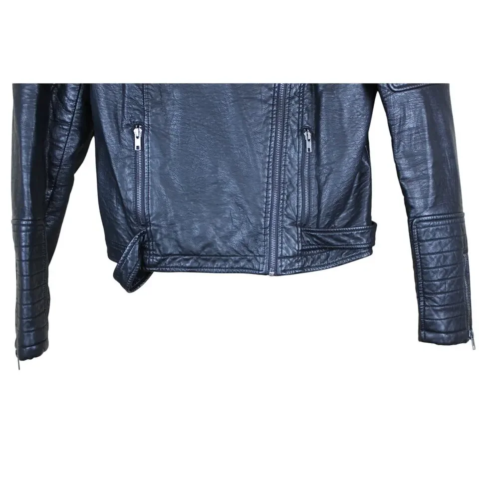 Cupcakes and Cashmere‎ Black Faux Leather Casual Moto Jacket Size M
